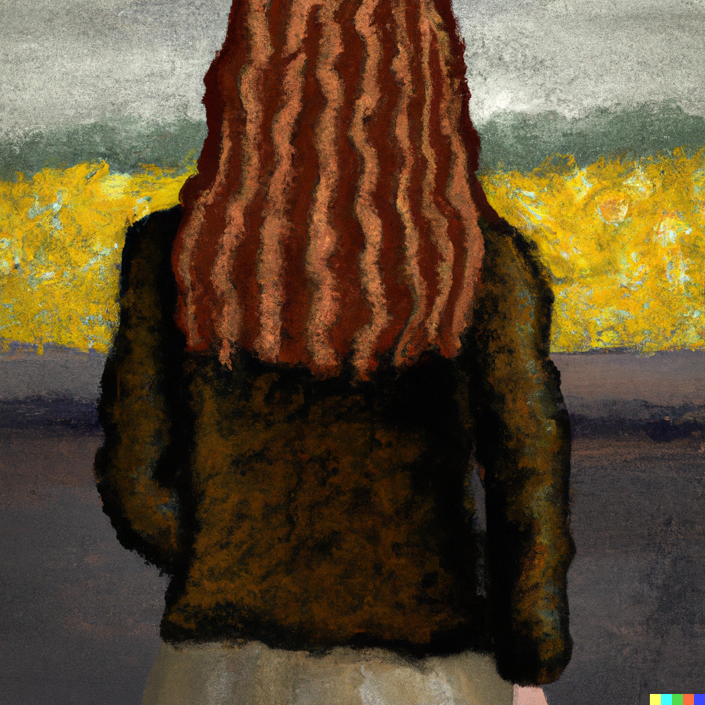 A sad woman in the style of van gogh